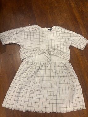 Joe's Jeans White Tunic with Navy Windowpane